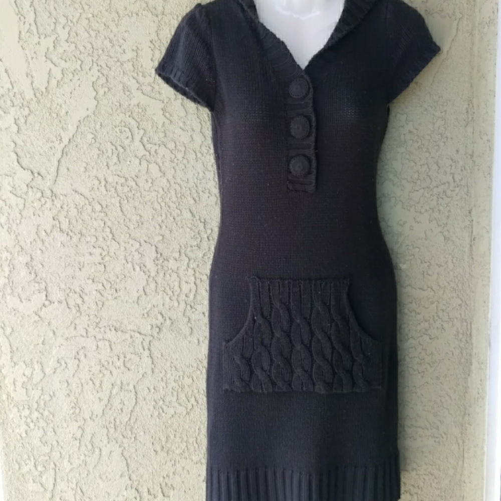 Derek Heart button style hooded sweater dress